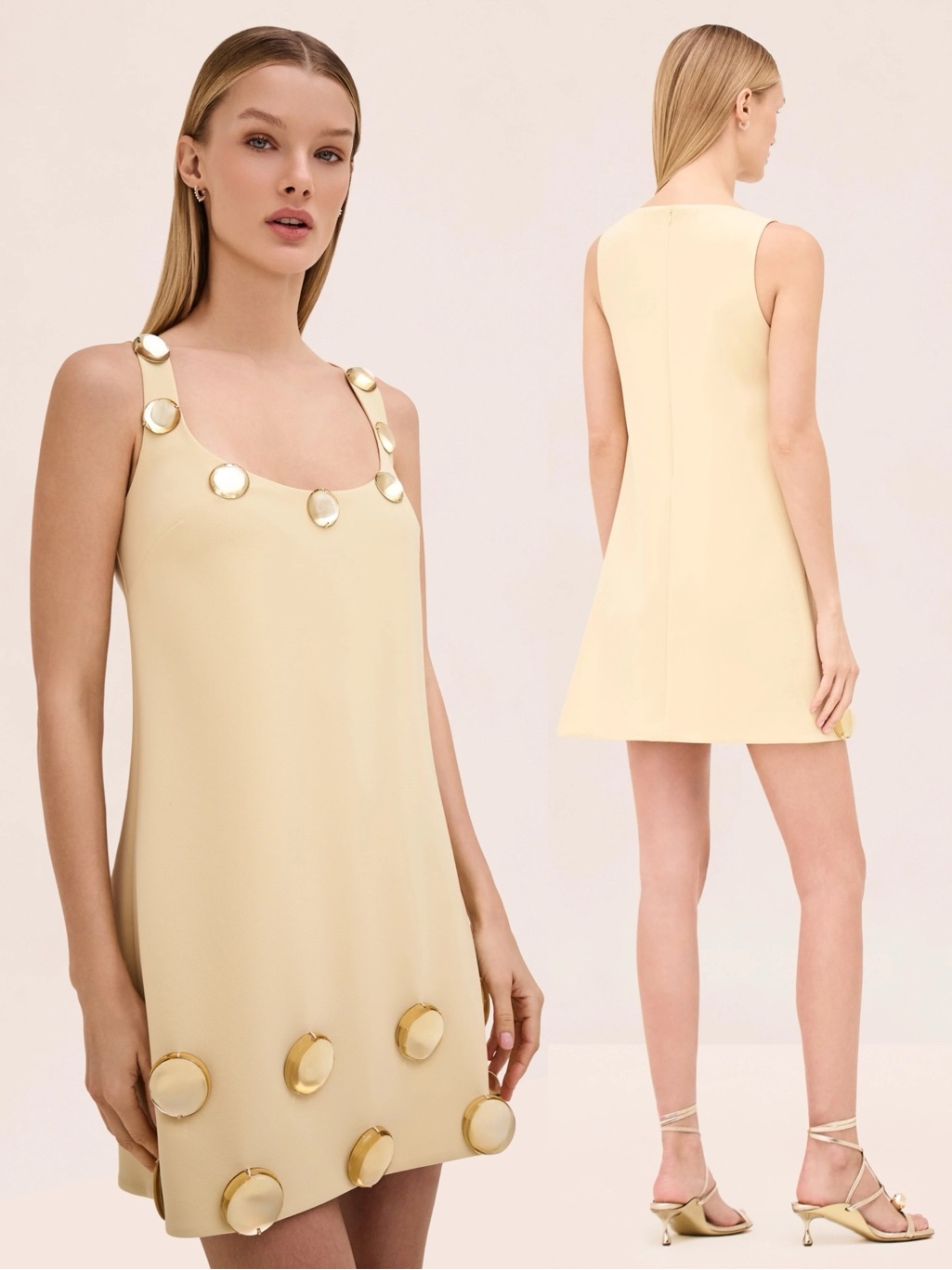 Alexis Aravine Sleeveless A-Line Scoop Neck Mini Dress Buttercream